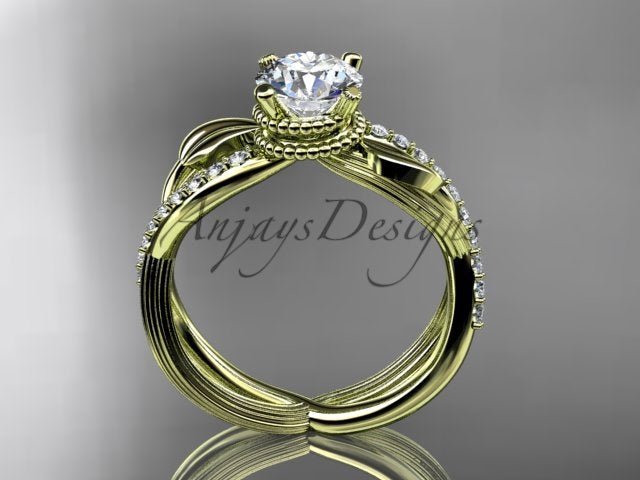 Leaf Diamond Engagement Ring Nature Inspired Wedding Ring 1 Carat Lab Grown Diamond IGI Certified - AnjaysDesigns