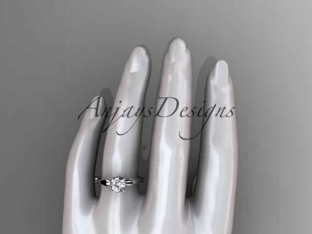 Nature Inspired Diamond Engagement Ring Round 1 Carat Round Lab Grown Diamond Leaf Vine Branch Wedding Ring Dainty Ring