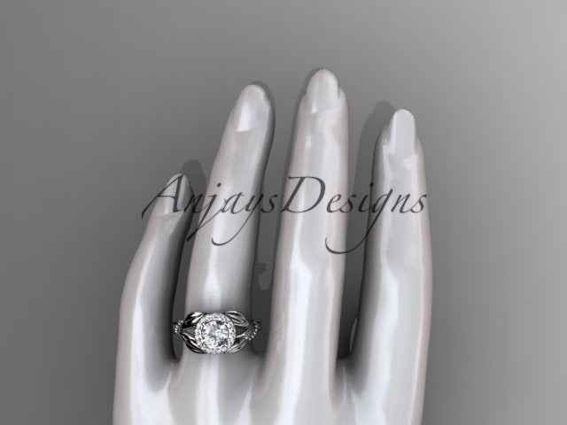 1 Carat Round Brilliant Lab Grown Diamond Nature Inspired Engagement Ring Leaf Vine CVD Diamond Ring