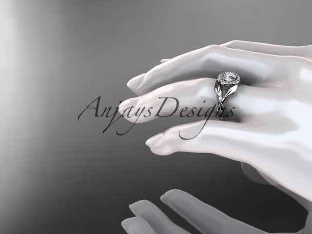 1 Carat Round Brilliant Lab Grown Diamond Nature Inspired Engagement Ring Leaf Vine CVD Diamond Ring