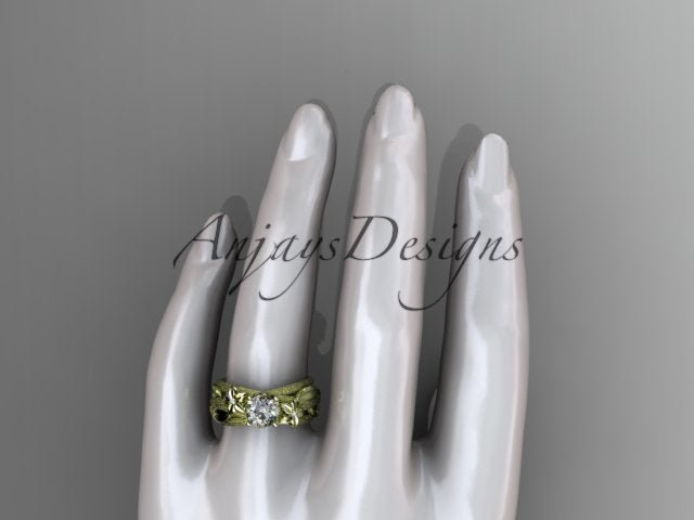 Floral Lab Grown Diamond Engagement Ring Leaf and Vine 1 CT IGI Certified Diamond Ring Nature Inspired - AnjaysDesigns