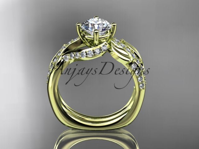 Luxury presentation gift box housing the rose gold leaf moissanite ring set ADLR225S