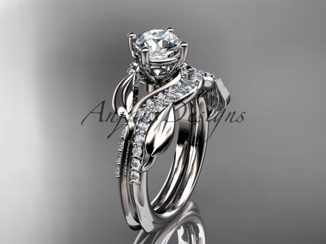 Openwork construction and interior ring finish of the rose gold leaf engagement set ADLR225S