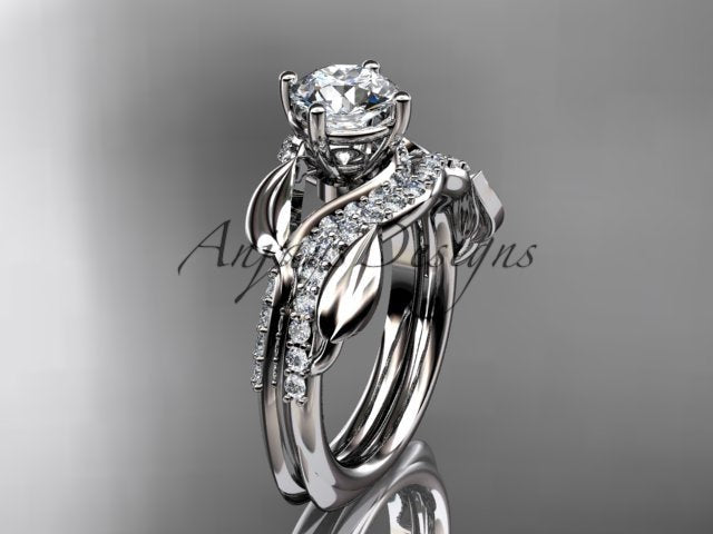 Openwork construction and interior ring finish of the rose gold leaf engagement set ADLR225S