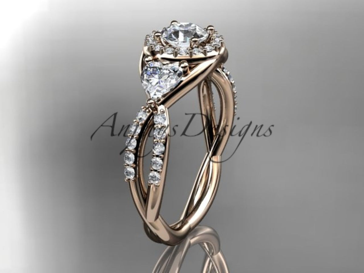 Close-up of the center diamond and sculptural setting