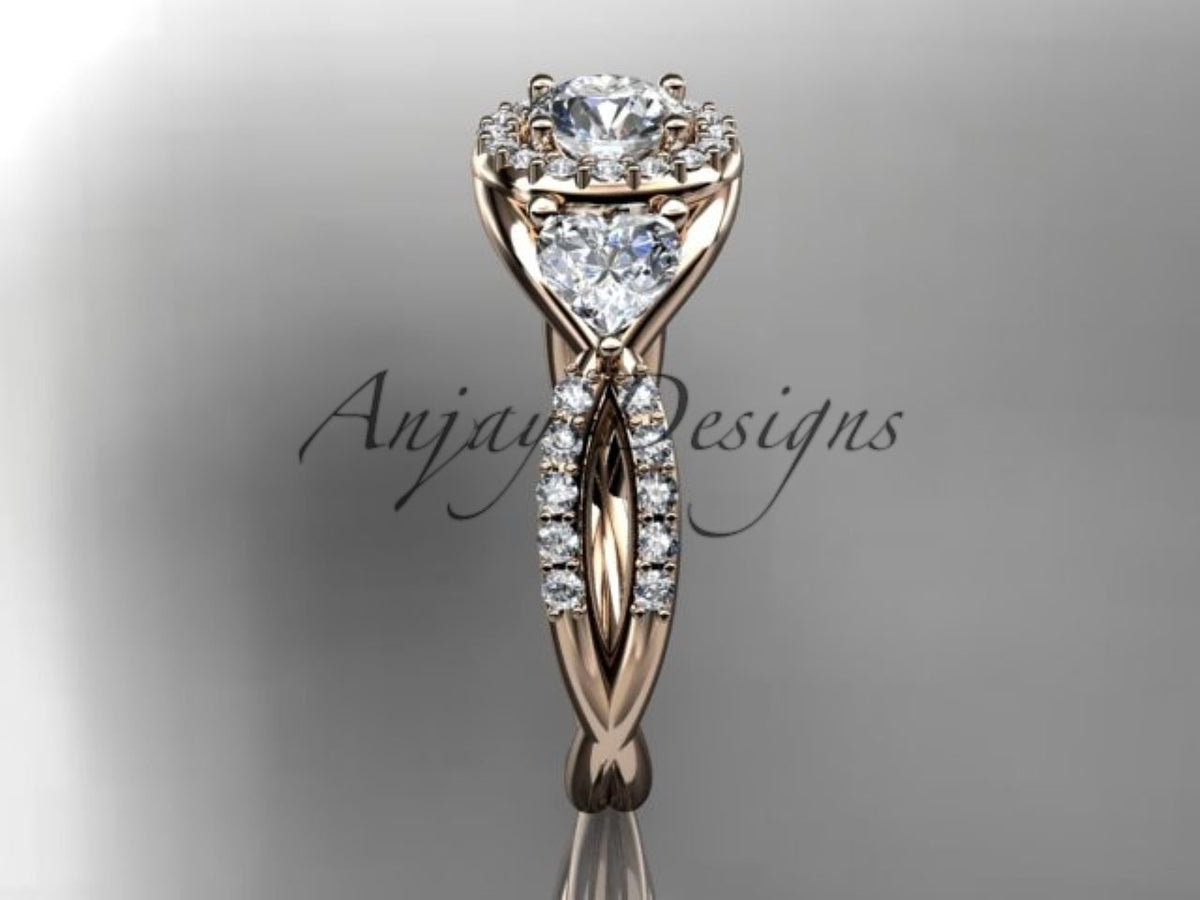 Lab-grown diamond accents along the curved ring band