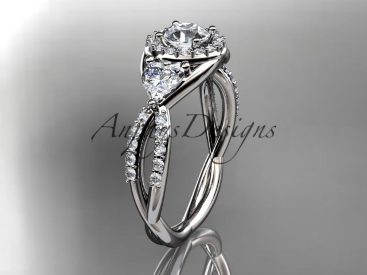 Diamond-set crossover band in polished white gold