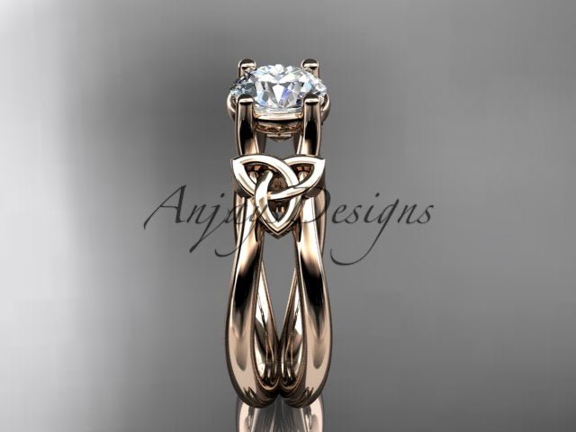 Celtic Diamond Engagement Ring 1 Carat Round Cut D VS1 Engagement Ring Minimalist Ring - AnjaysDesigns