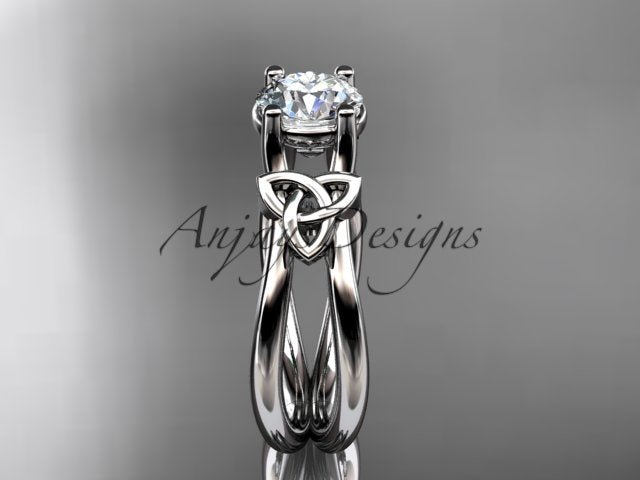 Celtic Diamond Engagement Ring 1 Carat Round Cut D VS1 Engagement Ring Minimalist Ring - AnjaysDesigns