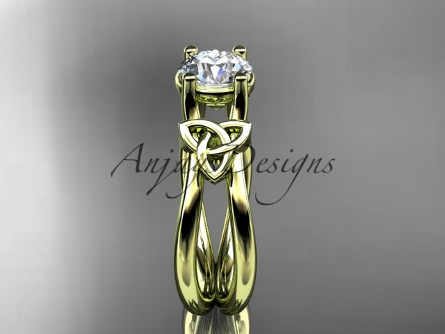 Celtic Diamond Engagement Ring 1 Carat Round Cut D VS1 Engagement Ring Minimalist Ring