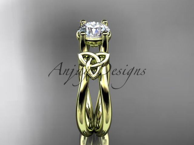 Celtic Diamond Engagement Ring 1 Carat Round Cut D VS1 Engagement Ring Minimalist Ring - AnjaysDesigns