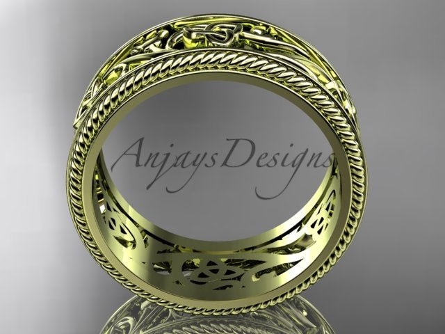 Celtic Wedding Band Trinity Knot Women's Ring Irish Knot Wedding Band Nature Inspired Bridal Ring - AnjaysDesigns