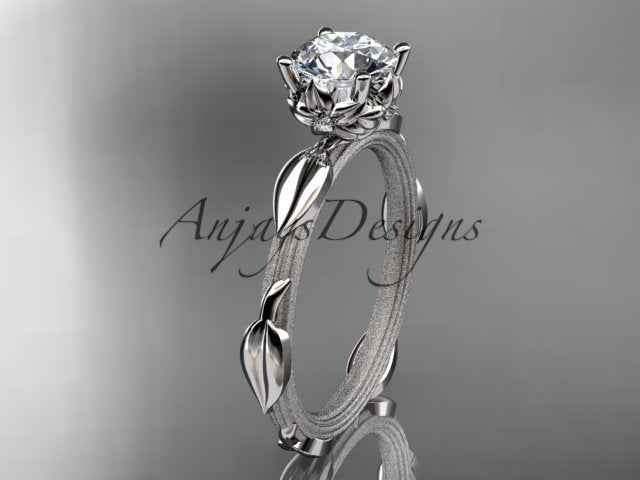Nature Inspired Diamond Engagement Ring Round 1 Carat Round Lab Grown Diamond Leaf Vine Branch Wedding Ring Dainty Ring