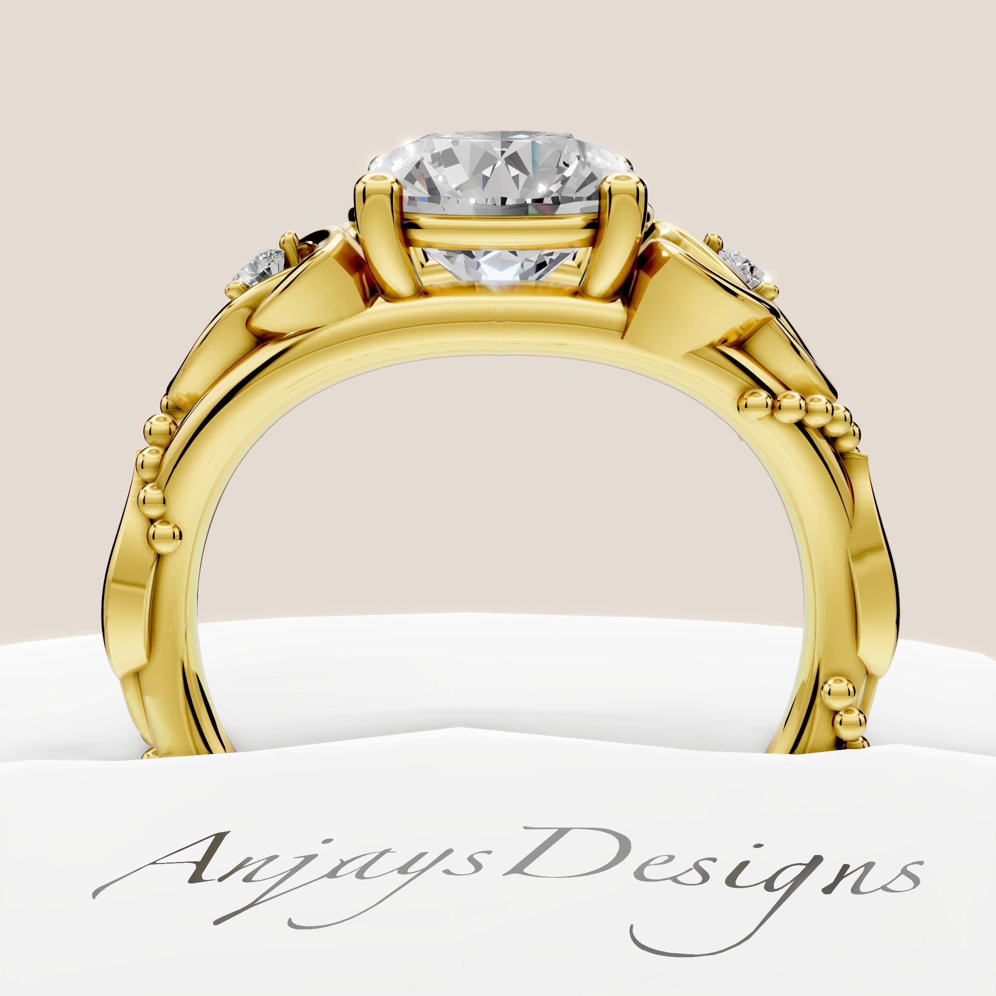 Celtic Engagement Ring 2 Carat Round Lab Grown Diamond Wedding Ring Celtic Knot Ring Nature Inspired