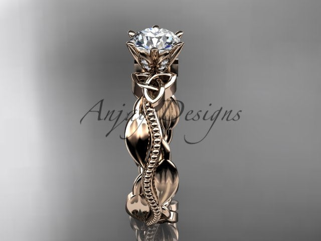 Diamond Celtic Engagement Ring Lab Grown Diamond Nature Inspired Wedding Ring
