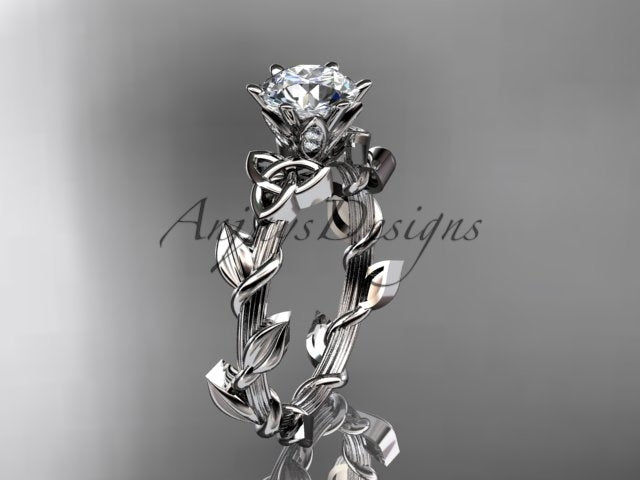 Nature Inspired Celtic Engagement Ring 1 Carat Diamond Trinity Knot Nature Ring IGI - 14k white gold