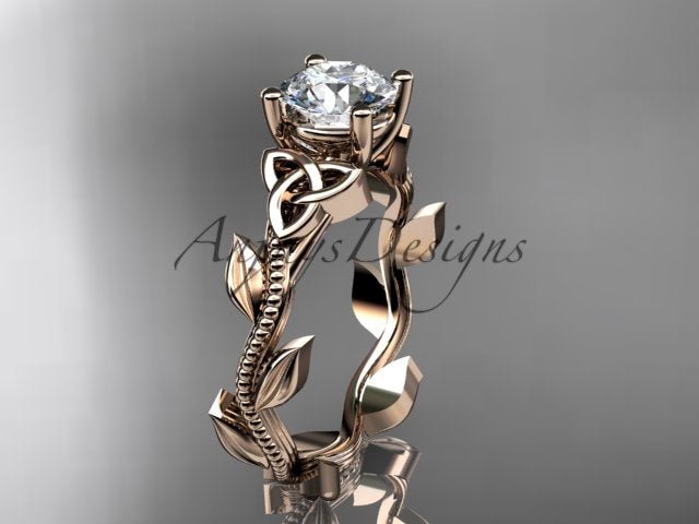 Nature Inspired Celtic Engagement Ring 1 Carat Lab Grown Diamond Trinity Knot Wedding Ring - AnjaysDesigns