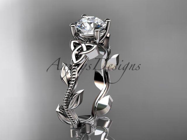 Nature Inspired Celtic Engagement Ring 1 Carat Lab Grown Diamond Trinity Knot Wedding Ring - AnjaysDesigns