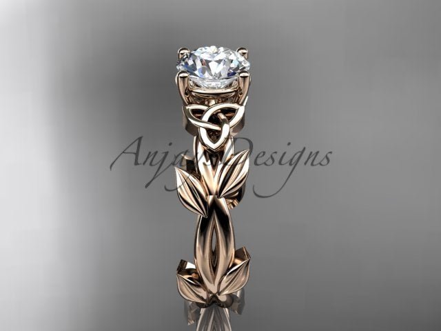 Celtic Knot Engagement Ring 1 CT Lab Grown Diamond Nature Inspired - AnjaysDesigns