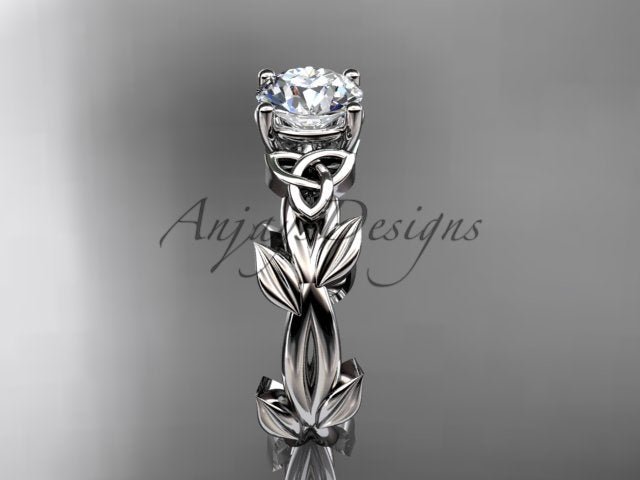 Celtic Knot Engagement Ring 1 CT Lab Grown Diamond Nature Inspired - AnjaysDesigns