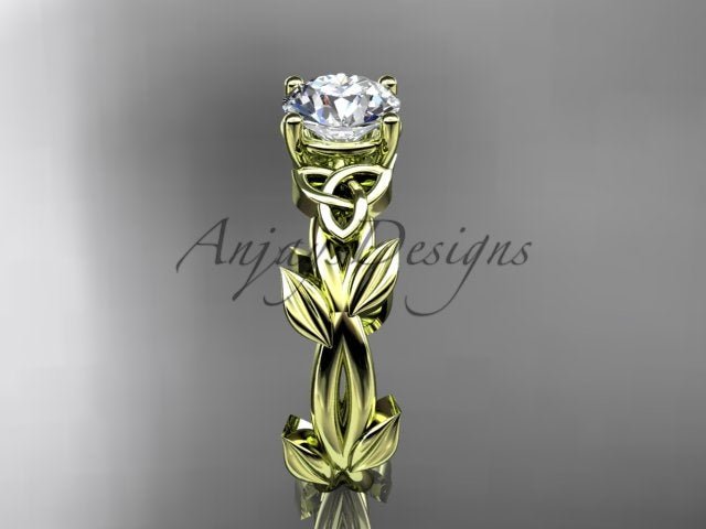 Celtic Knot Engagement Ring 1 CT Lab Grown Diamond Nature Inspired - AnjaysDesigns