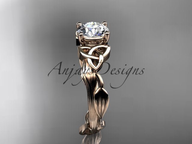Celtic Diamond Solitaire Wedding Ring 1 CT Lab Grown Diamond Celtic Knot Nature Inspired Engagement Ring - AnjaysDesigns