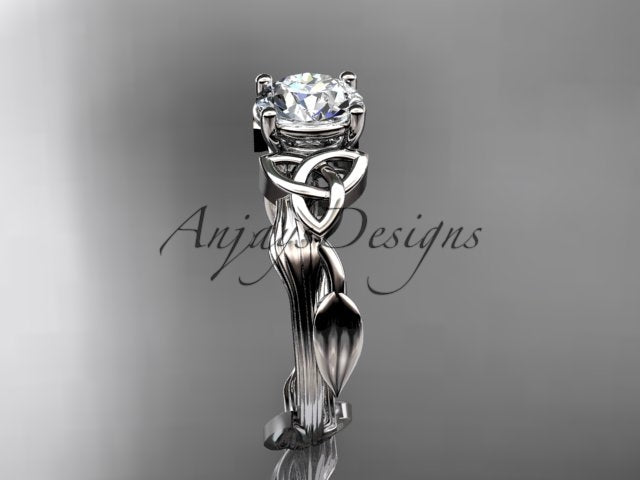 Celtic Diamond Solitaire Wedding Ring 1 CT Lab Grown Diamond Celtic Knot Nature Inspired Engagement Ring