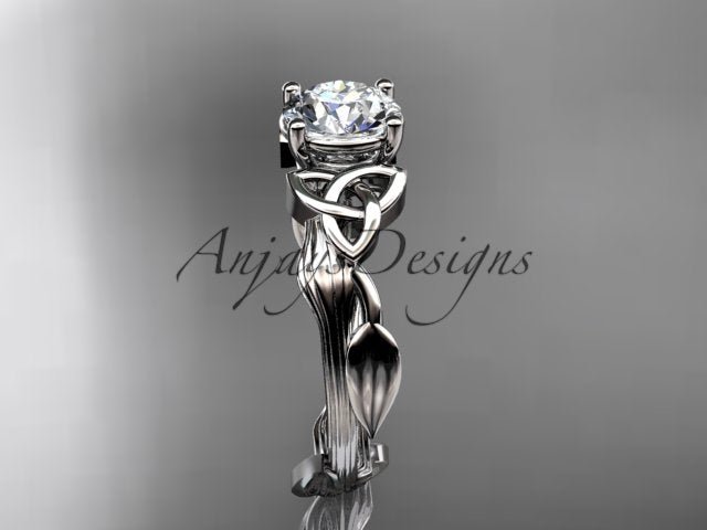Celtic Diamond Solitaire Wedding Ring 1 CT Lab Grown Diamond Celtic Knot Nature Inspired Engagement Ring - AnjaysDesigns