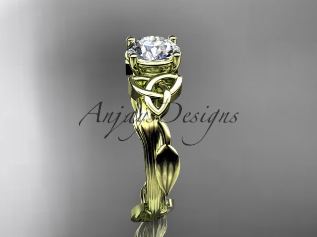 Celtic Diamond Solitaire Wedding Ring 1 CT Lab Grown Diamond Celtic Knot Nature Inspired Engagement Ring - AnjaysDesigns