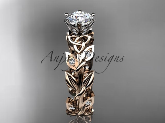 Celtic Engagement Ring Nature Inspired 1 Carat Lab Grown Diamond Trinity Knot Wedding Ring IGI Certified