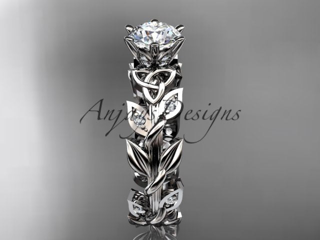 Celtic Engagement Ring Nature Inspired 1 Carat Lab Grown Diamond Trinity Knot Wedding Ring IGI Certified - AnjaysDesigns