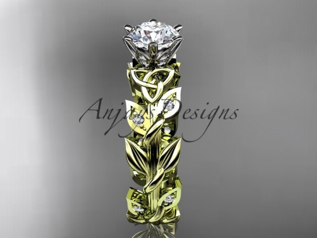 Celtic Engagement Ring Nature Inspired 1 Carat Lab Grown Diamond Trinity Knot Wedding Ring IGI Certified - AnjaysDesigns