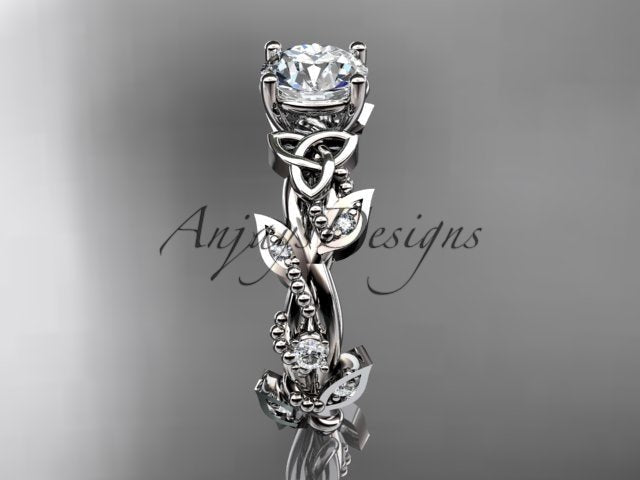Celtic Trinity Knot Ring Nature Inspired Bridal 1 Carat Lab Grown Diamond Ring - AnjaysDesigns