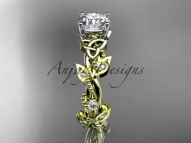 Celtic Trinity Knot Ring Nature Inspired Bridal 1 Carat Lab Grown Diamond Ring - AnjaysDesigns