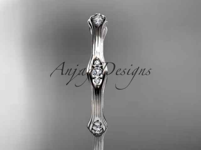 Diamond Branch Wedding Band Thin Dainty Wedding Band Nature Inspired Delicate Ring
