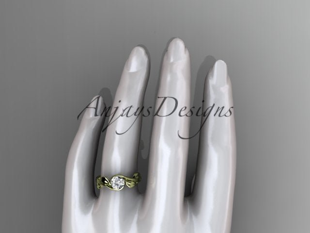 Nature Inspired Engagement Ring 1 Carat Round Diamond Ring Lab Grown Leaf and Vine Ring IGI Certified - AnjaysDesigns