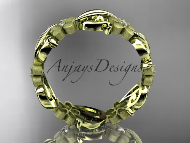 Diamond Flower Ring Nature Inspired Wedding Band Lab Grown Diamond - AnjaysDesigns