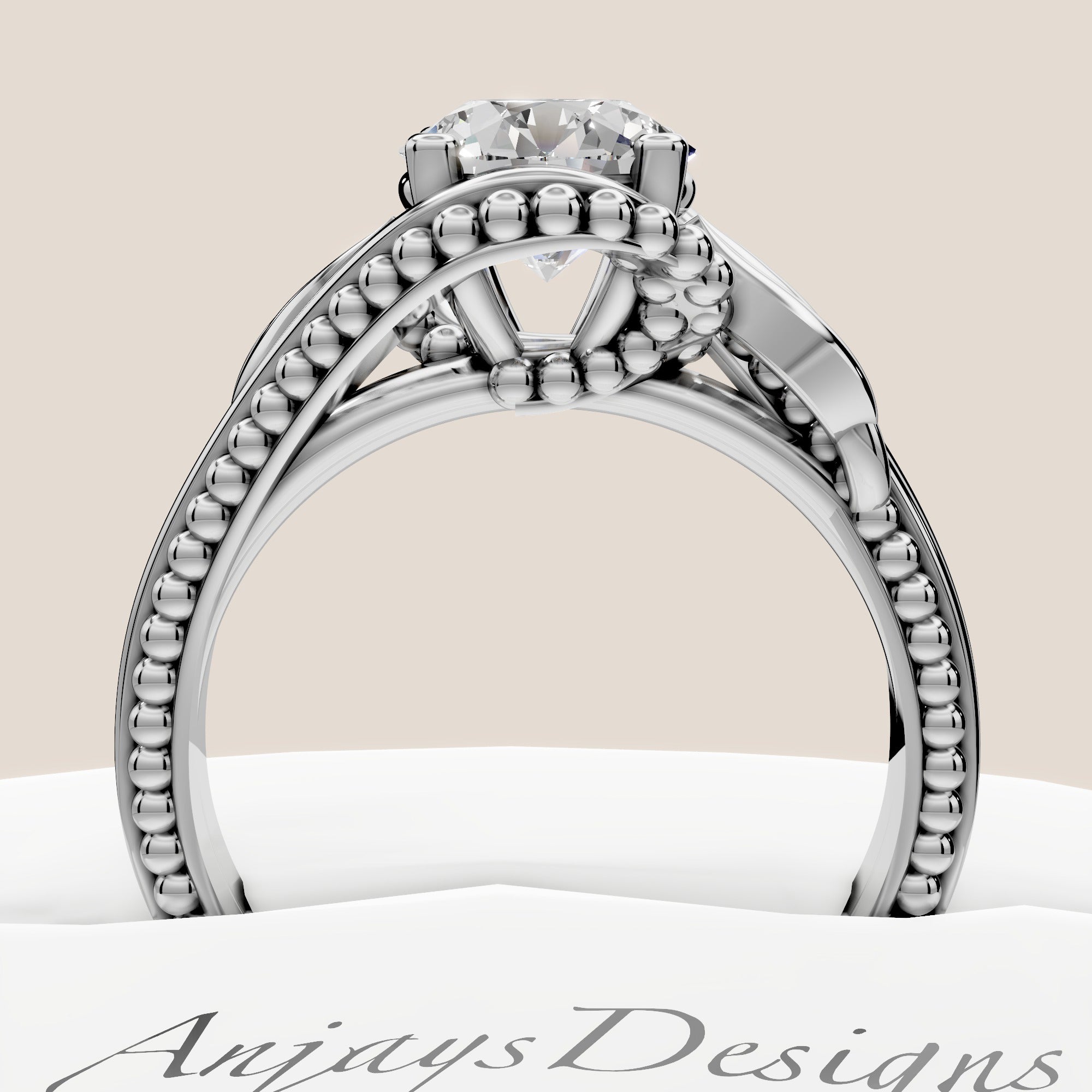 Unique Nature Inspired Engagement Ring 1 CT Lab Grown Diamond Floral Ring