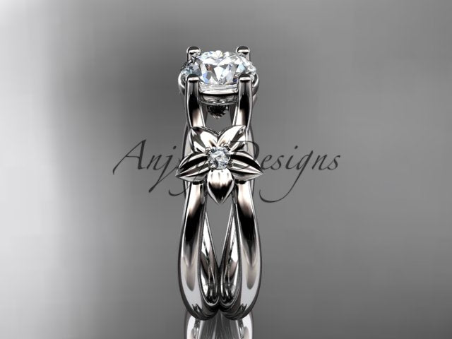 Flower Engagement Ring 1 Carat Round Lab Grown Diamond Nature Inspired Engagement Ring Unique Diamond Ring