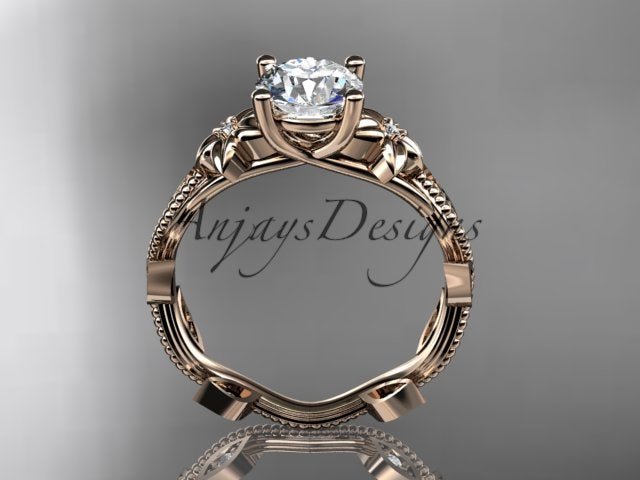 1 Carat Diamond Nature Inspired Flower Engagement Ring - AnjaysDesigns