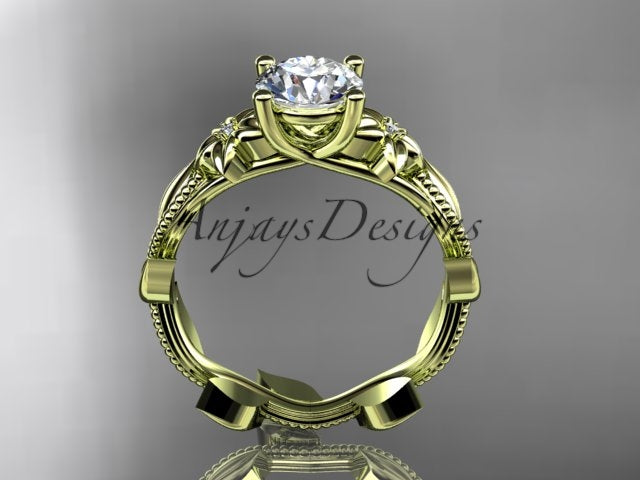 1 Carat Round Diamond Flower Engagement Ring Lab Grown Diamond Floral Ring IGI Certified Nature Inspired Ring