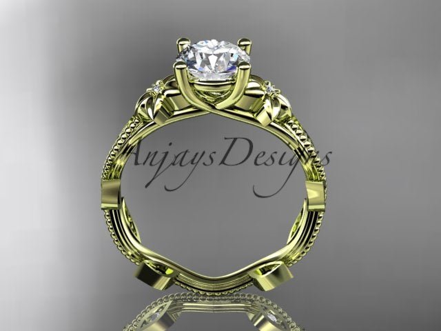 1 Carat Diamond Nature Inspired Flower Engagement Ring - AnjaysDesigns