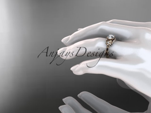 Nature Inspired Diamond Engagement Ring 1 Carat Diamond Lab Grown Flower Wedding Ring - AnjaysDesigns