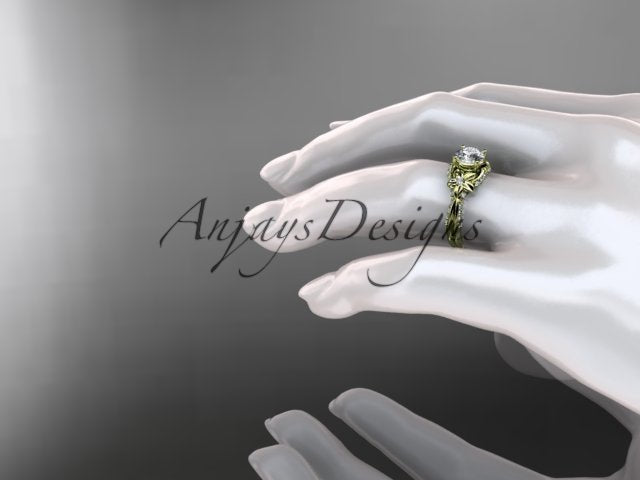 Nature Inspired Diamond Engagement Ring 1 Carat Diamond Lab Grown Flower Wedding Ring - AnjaysDesigns