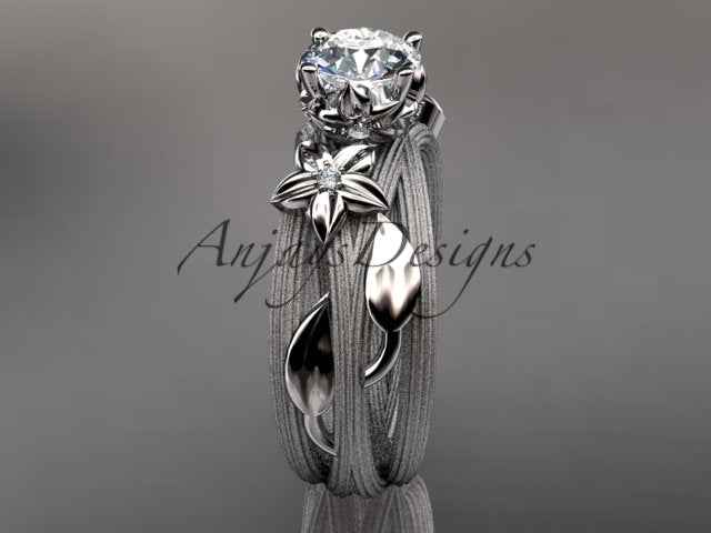 Floral Lab Grown Diamond Engagement Ring Leaf and Vine 1 CT IGI Certified Diamond Ring Nature Inspired