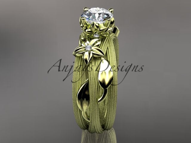 Floral Lab Grown Diamond Engagement Ring Leaf and Vine 1 CT IGI Certified Diamond Ring Nature Inspired