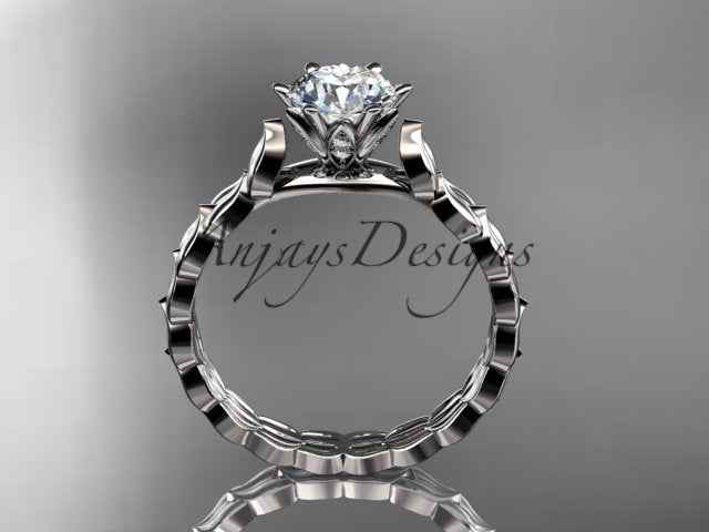 1 Carat Round Brilliant Lab Grown Diamond Nature Inspired Engagement Ring Leaf Dainty Nature Proposal Ring