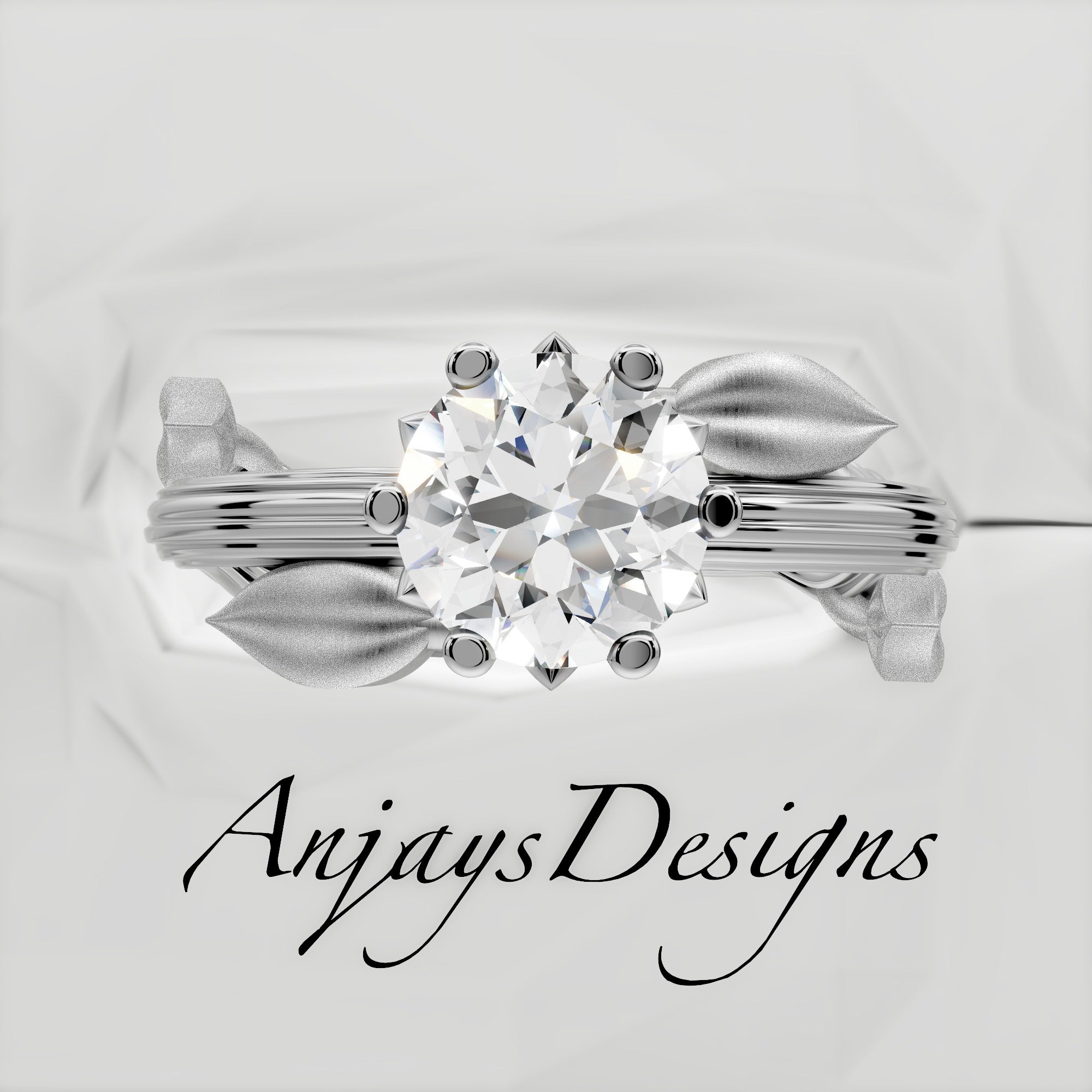Nature Inspired Dainty Engagement Ring 1 Carat Round Lab Grown Diamond D VS1 IGI Certified
