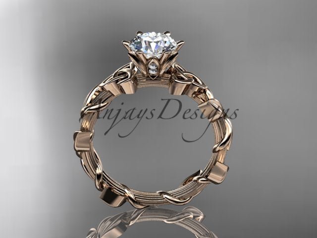 Nature Inspired Celtic Engagement Ring 1 Carat Diamond Trinity Knot Nature Ring IGI - 14k rose gold