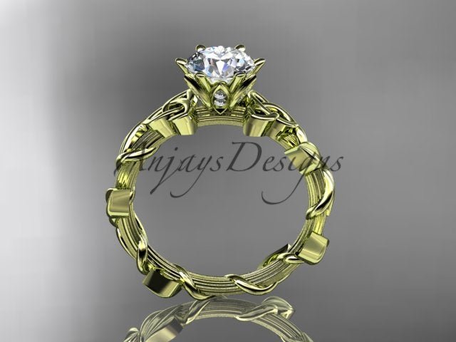 Nature Inspired Celtic Engagement Ring 1 Carat Diamond Trinity Knot Nature Ring IGI - 14k yellow gold